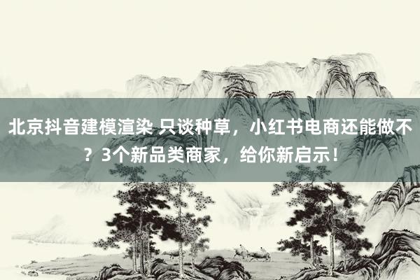 北京抖音建模渲染 只谈种草，小红书电商还能做不？3个新品类商家，给你新启示！