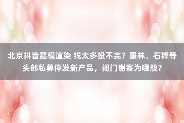 北京抖音建模渲染 钱太多投不完？景林、石锋等头部私募停发新产品，闭门谢客为哪般？