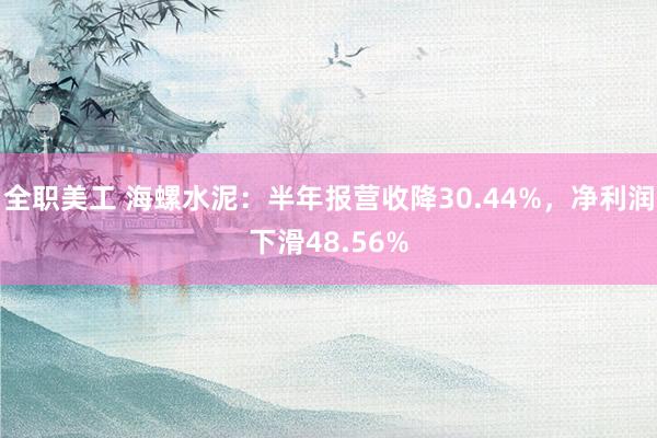 全职美工 海螺水泥：半年报营收降30.44%，净利润下滑48.56%