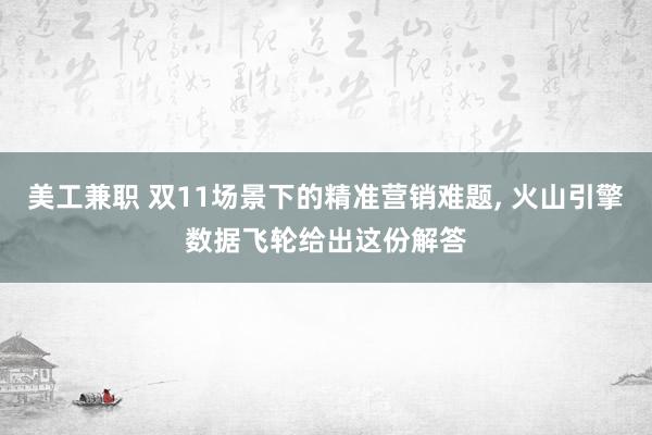 美工兼职 双11场景下的精准营销难题, 火山引擎数据飞轮给出这份解答